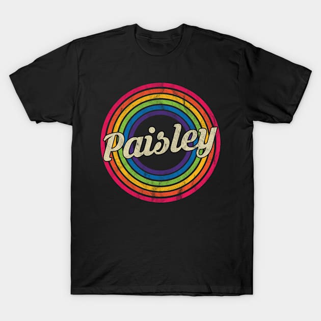 Paisley - Retro Rainbow Faded-Style T-Shirt by MaydenArt